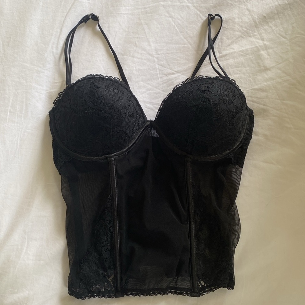 Lace & Mesh Corset with underwire & whale-boning